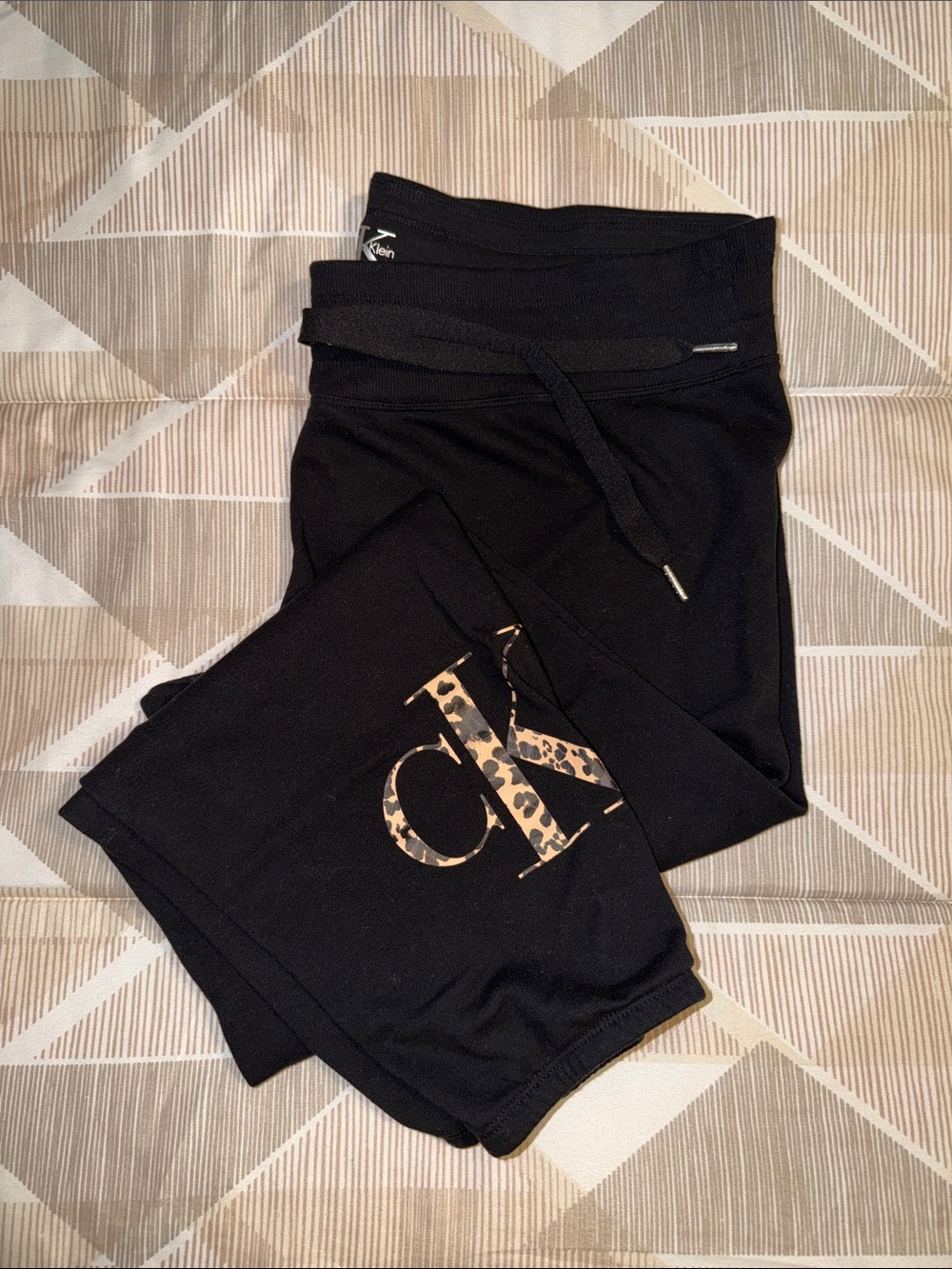 Calvin Klein Black Joggers with Leopard CK Logo XXL EUC